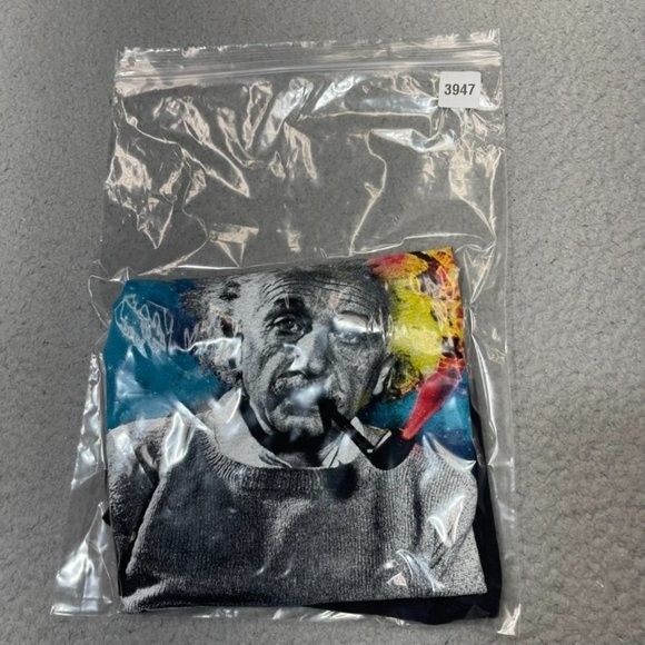 Albert Einstein Shirt Womens Medium Black Smoking Pipe‎ Galaxy Scientist Casual - Picture 14 of 14